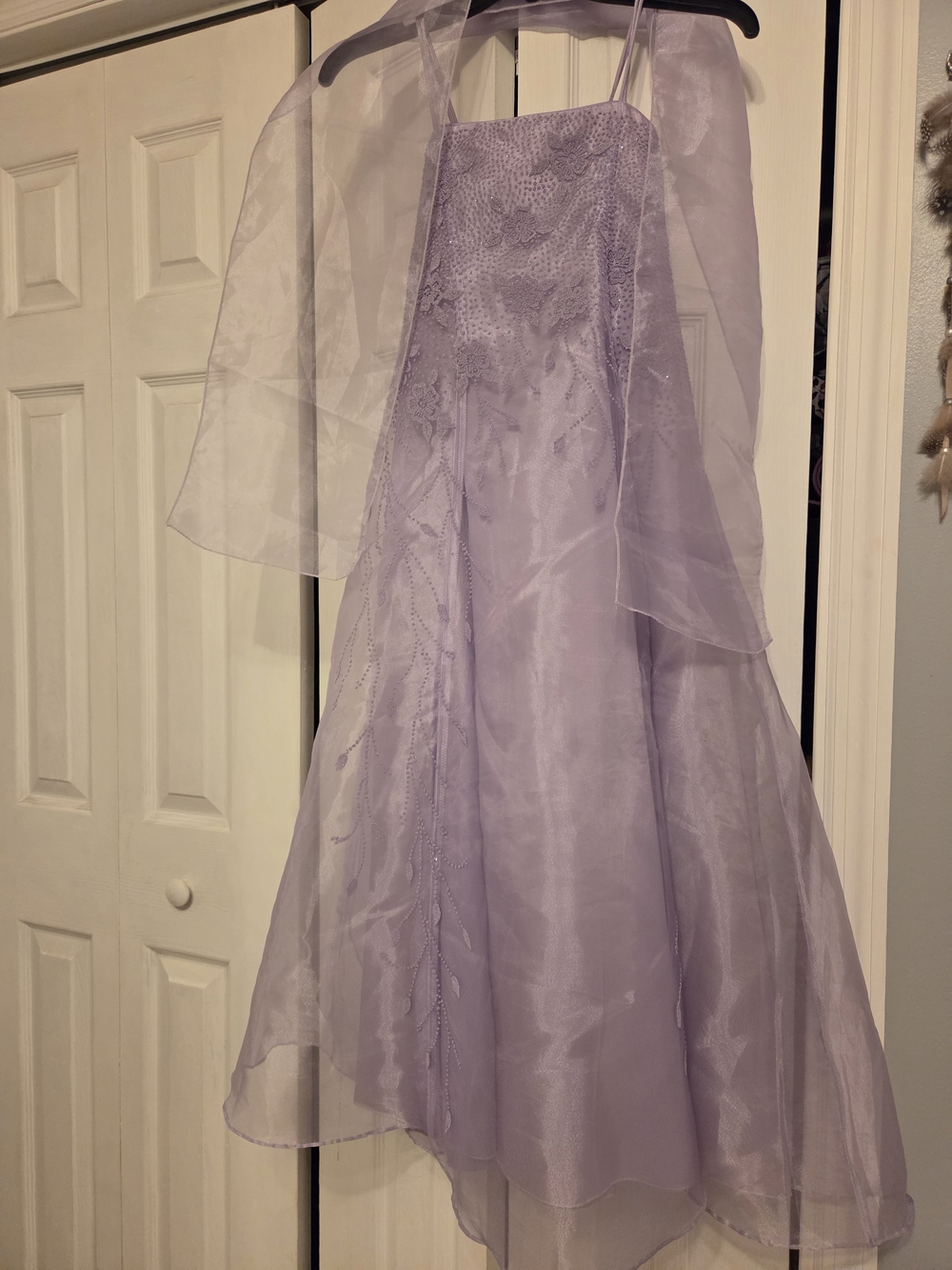 Girls' Lavender Formal Dress with Sheer Cape